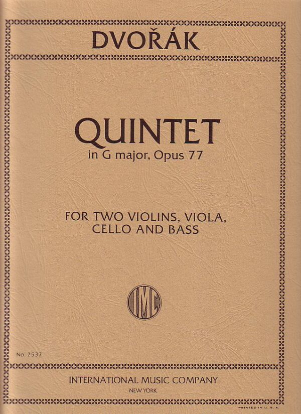 Cover for Dvorak Quintet IN G Major